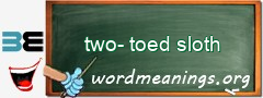 WordMeaning blackboard for two-toed sloth